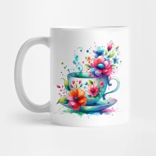 Whimsical Teacup With Flowers Mug